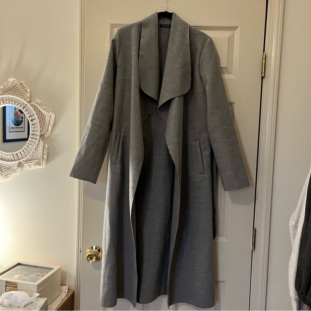 Wool-like Trench Coat / Duster - Grey